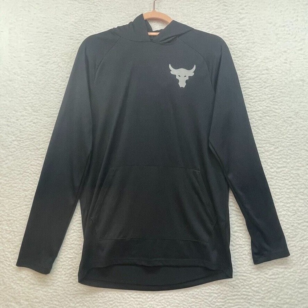 Under Armour Hoodie Mens Small Black Project Rock Heatgear Performance Workout